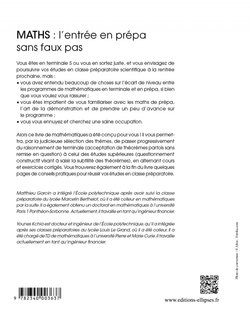 Maths Lentrée En Prépa Sans Faux Pas Cours Et Exercices Corrigés Pour Apprivoiser Les 4154